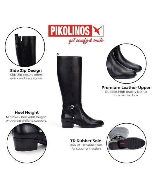 Pikolinos Black Knee High Tall Leather Boots