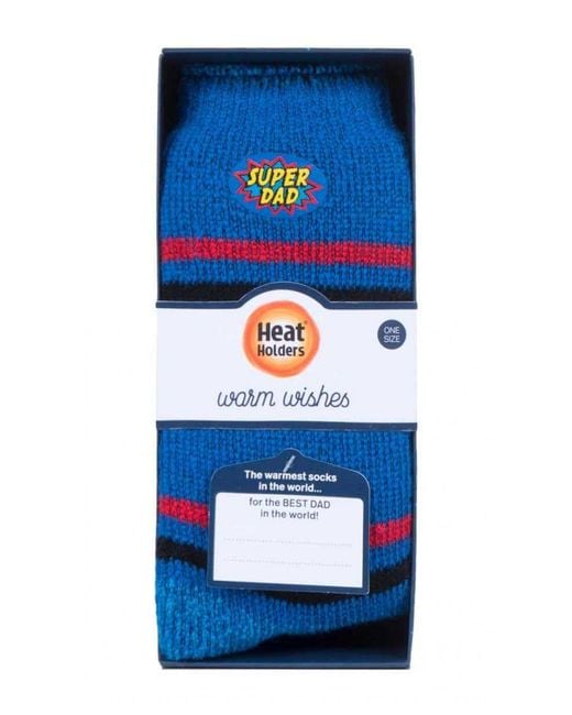 Heat Holders Blue Striped Thermal Crew Socks for men