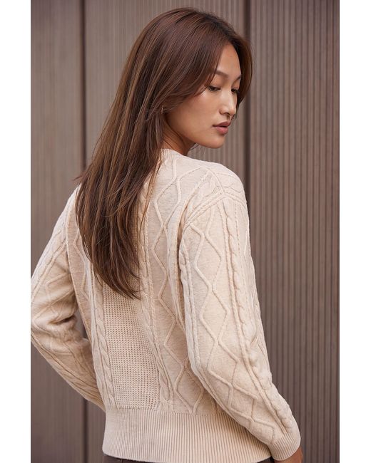 Roman Natural Knitted Cable Bomber