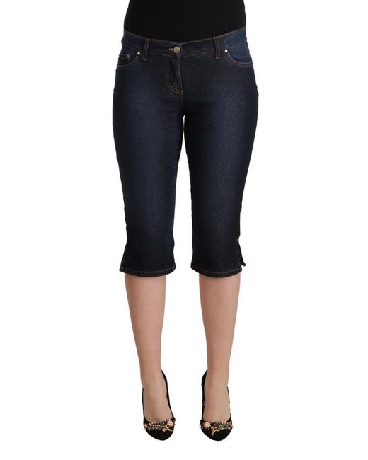 Gianfranco Ferré Blue Cotton Stretch Low Waist Slim Capri Denim Jeans Material_Cotton