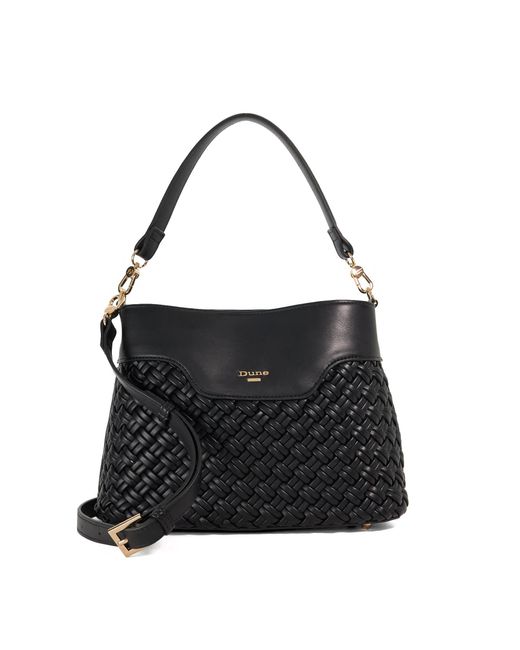 Dune Black Dinidelphine Woven Shoulder Bag