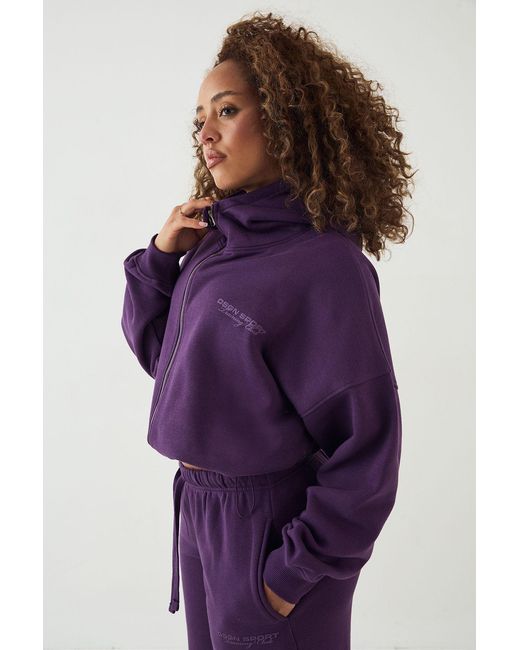 DSGN Studio Purple Sport Training Club Toggle Hem Funnel Neck Hoodie