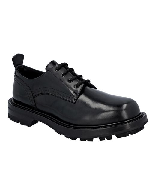 McQueen Black Worker Derby Shoes for men