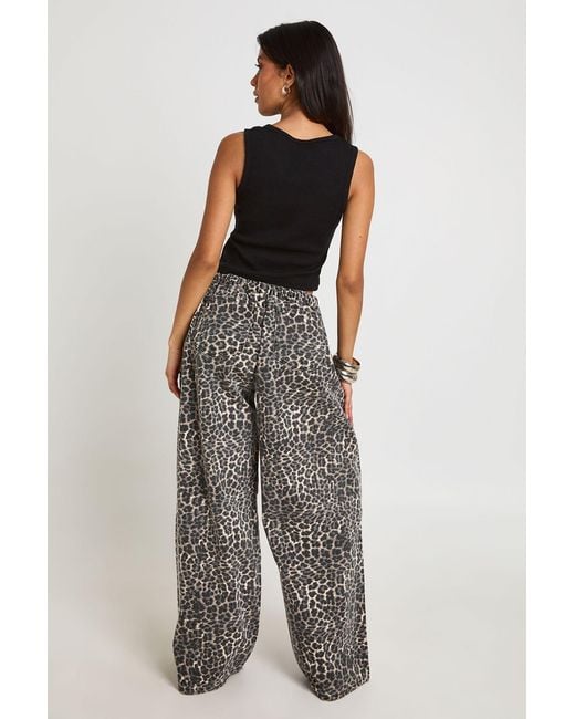 Boohoo Multicolor Print Elasticated Wide Leg Jean