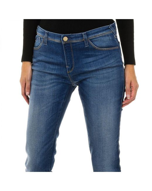 Armani Blue Long Worn-Effect Denim Pants Made Of Stretch Fabric 3Y5J28-5D0Zz