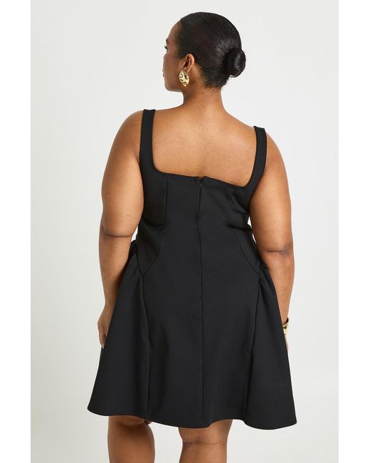 Boohoo Black Plus Strappy Square Neck Skater Dress