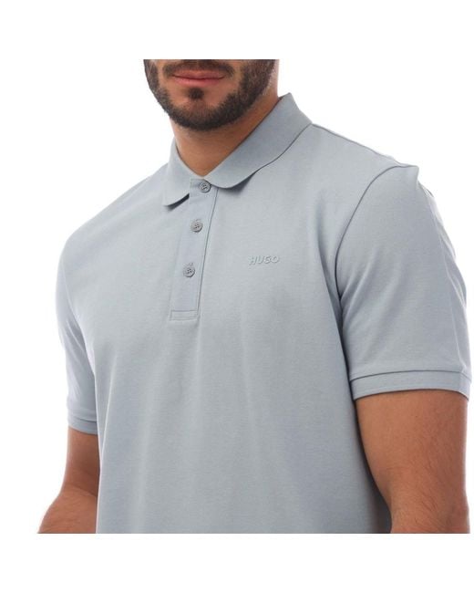 HUGO Blue Logo Print Polo Shirt for men