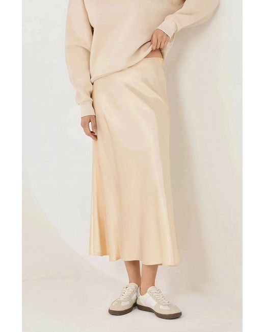 Hiccup Natural High-Waist Satin Midi Skirt