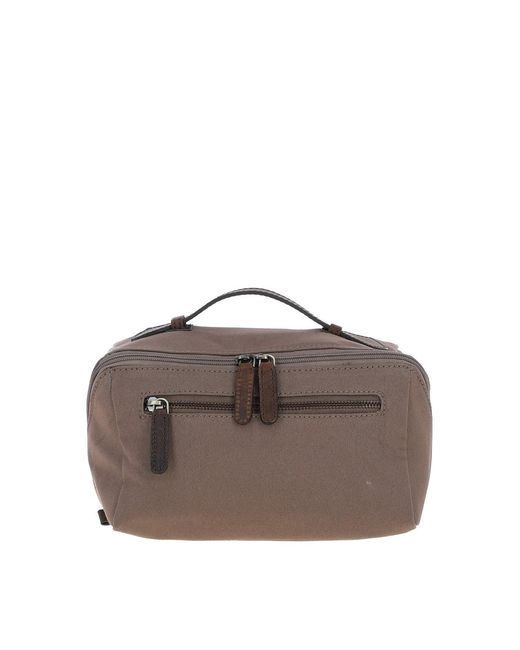 Fenland Sheepskin Brown Real Leather X Canvas Washbag for men