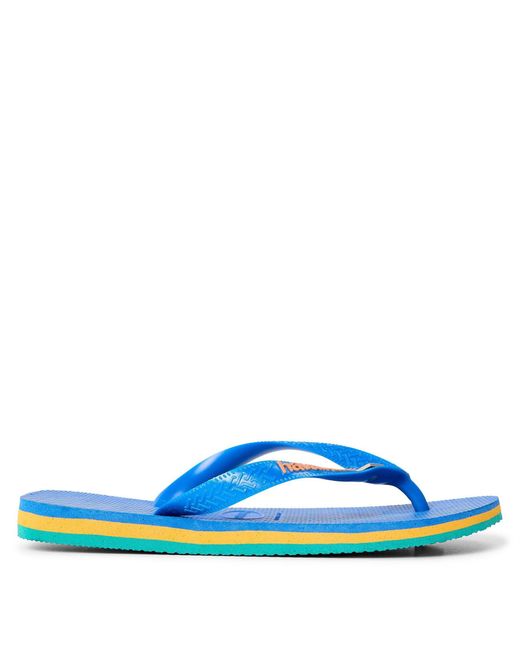 Havaianas Blue Brasil Solid Patterned Thong Toe Sandals