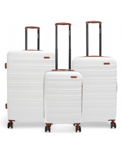 Infinity Leather Uitbreidbare Crèmewitte Harde Abs Koffer Met 8 Wielen, Robuuste Reisbagageset in het White