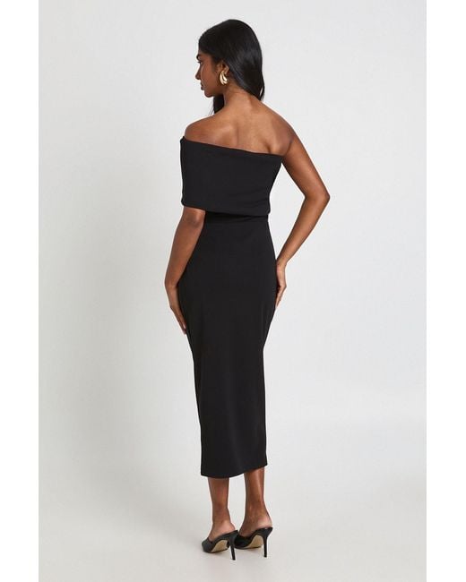 Boohoo Black Jersey Crepe Bardot Midaxi Dress