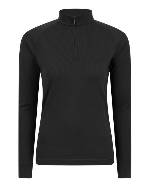 Mountain Warehouse Black 'Talus' Base Layer Top Half Zip Thermal Long Sleeved Tee