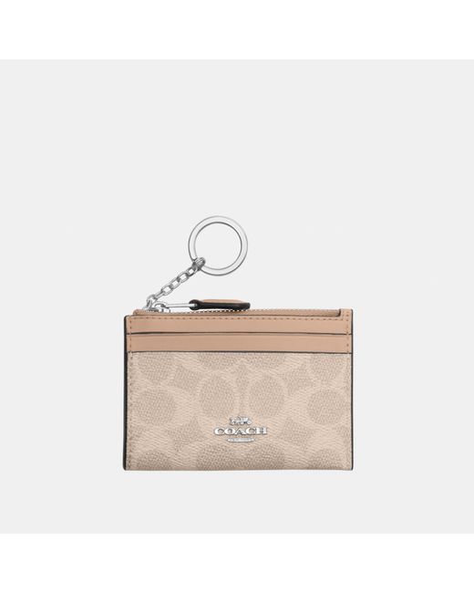 COACH White Mini Signature Canvas Card Holder