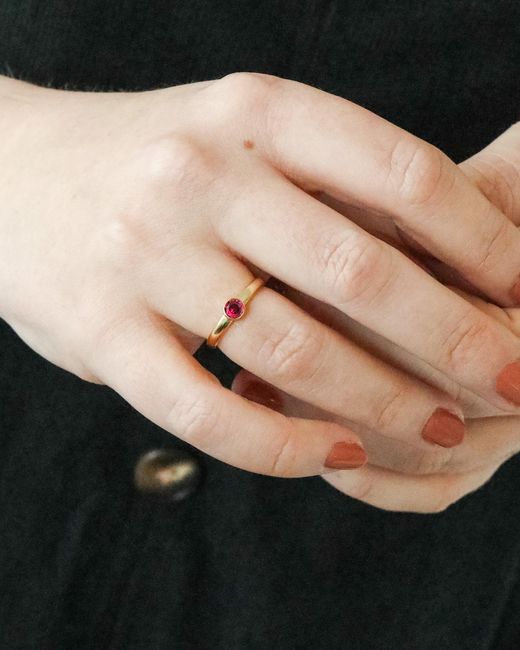 The Jewellery Stockroom Metallic Plated Birthstone Cz Rubover Ring