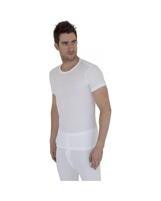 floso White Thermal Underwear Short Sleeve Vest Top (Viscose Premium Range) for men