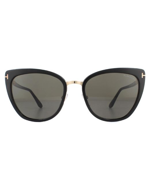 Tom Ford Zonnebril Simona Ft0717 01A Glanzend Zwart Roos Goud Smoke Grijs in het Gray