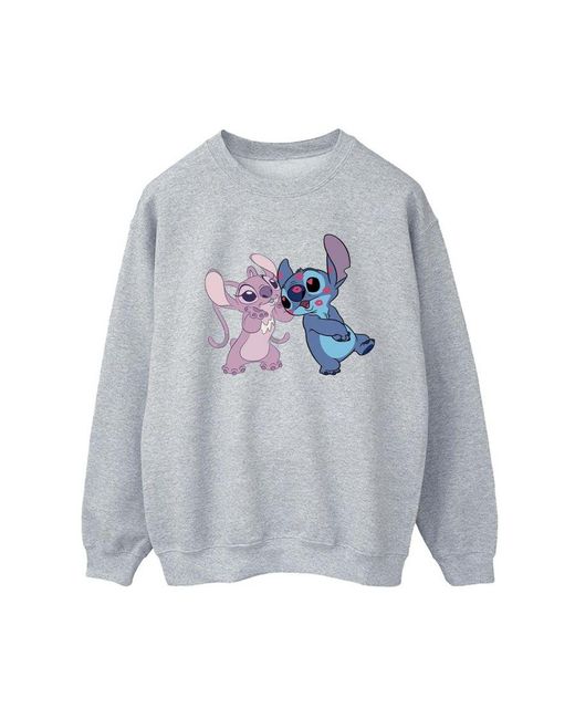 Disney Gray Ladies Lilo & Stitch Kisses Sweatshirt (Sports)