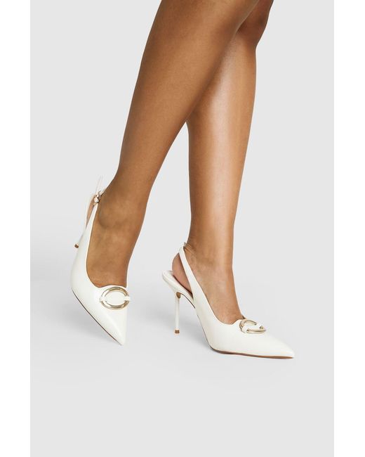 Boohoo White Hardware Detail Slingback High Stiletto Court Heels