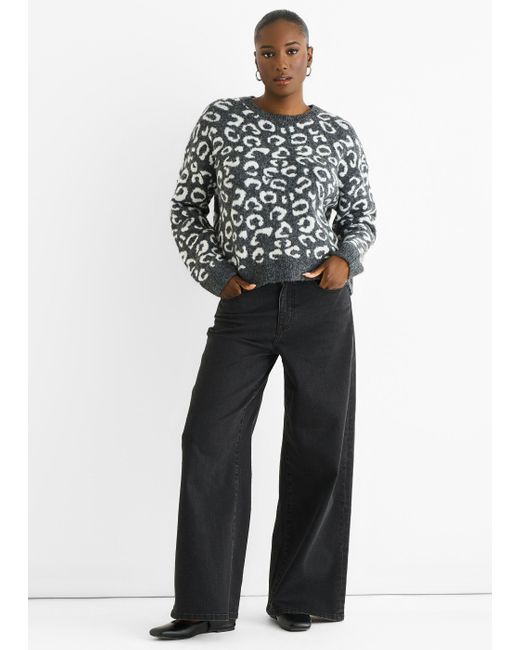 Gini London Gray Animal Pattern Loose Fit Knit Jumper