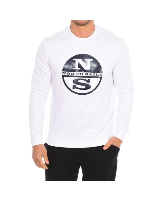 North Sails White Long-Sleeved Crew-Neck Sweatshirt 9024130 for men