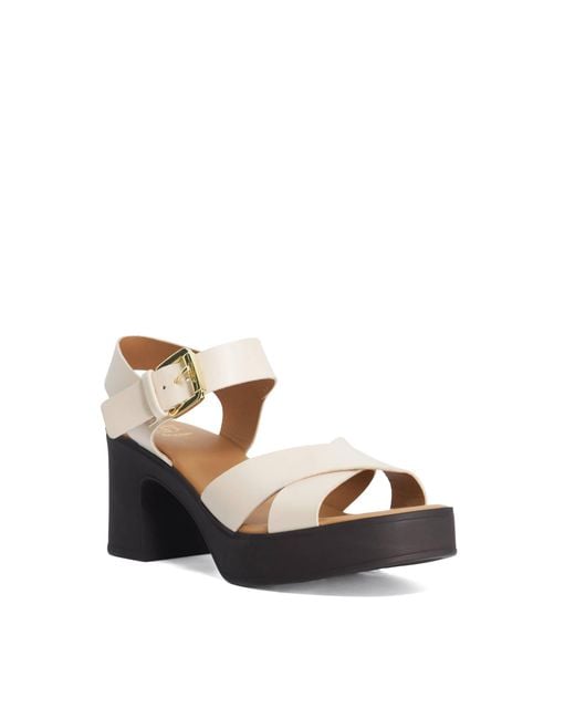 Dune Brown Judge Platform Leather Sandals