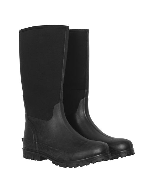 Mountain Warehouse Black Neoprene Mucker Long Boots Casual Waterproof Wellies Textile for men