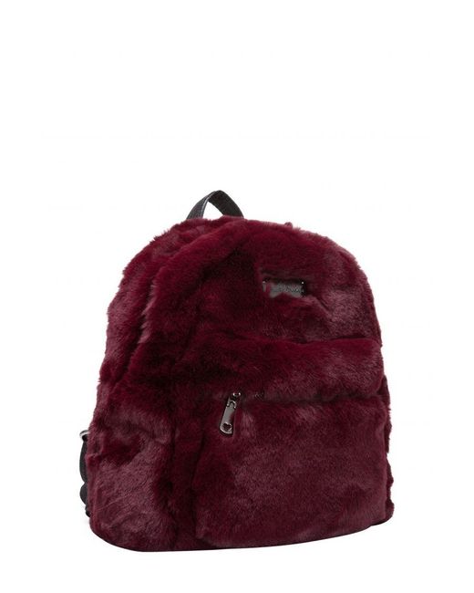 Claudia Canova Red Anii Xs Faux Fur Backpack