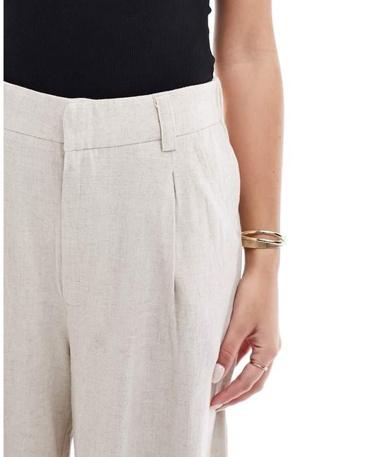 ASOS White Wide Leg Dad Trousers With Linen