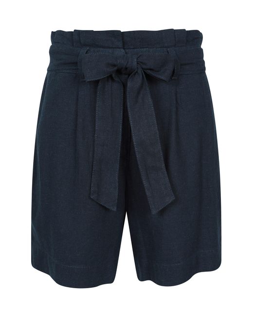 Mountain Warehouse Blue 'Oatley' Linen Blend Paperbag Shorts Lightweight Summer Chino Short Pants