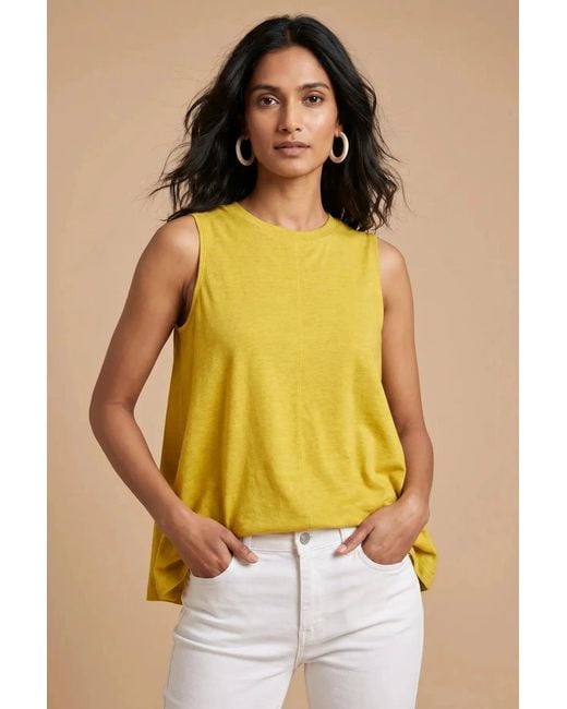 White Stuff Yellow Rylee Relaxed Linen Vest Top