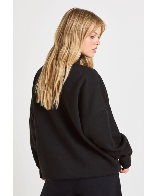 Boohoo Black Petite Oversized Half Zip Sweatshirt