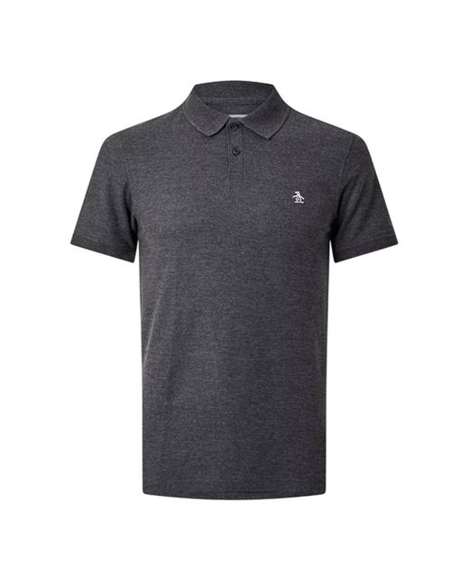 Original Penguin Black Embroidered Logo Polo Shirt Cotton for men