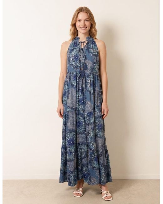 Blue Vanilla Blue Tiered Tie Front Dress