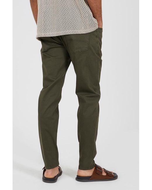 Brave Soul Green Cotton Twill Chino Trousers for men