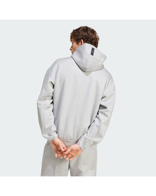 Adidas Gray Z.N.E. Full-Zip Hooded Track Jacket for men