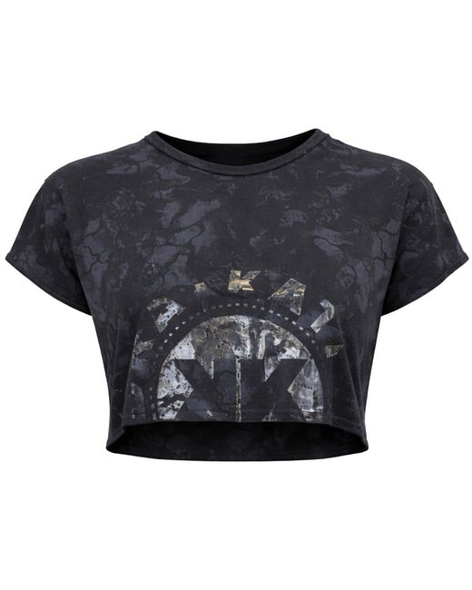 GYMSHARK Black Kk Twins Raw Crop Top Cotton