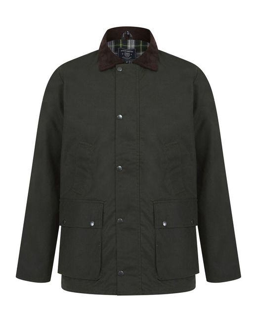 Kensington Eastside Green Cotton Wax Jacket With Corduroy Collar for men
