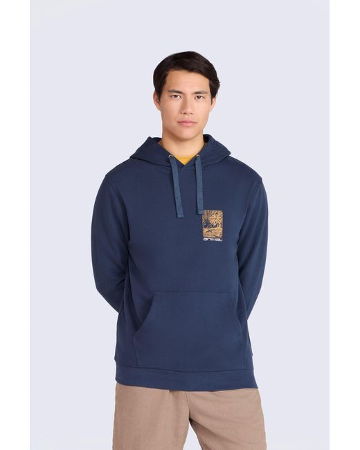 Mountain Warehouse Blue 'River' Hoodie Drawcord Adjustable Hood Cosy Pullover Cotton for men