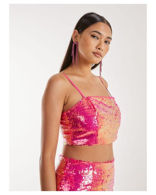 Pink Vanilla Pink Sequin Bralette