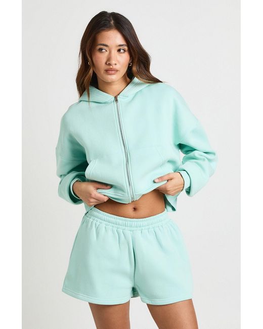 Boohoo Blue Ath Club Towelling Applique Shorts