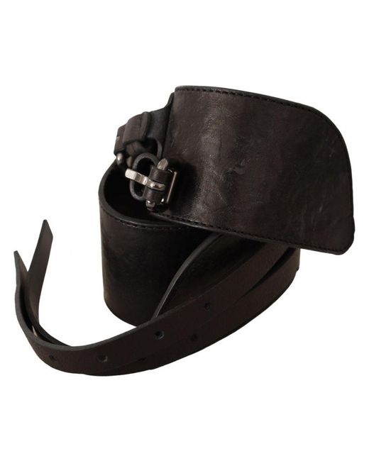 CoSTUME NATIONAL Black Classic Leather Double Buckle Belt By Cnc