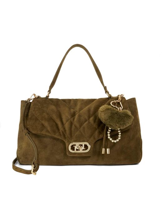 Dune Green Regency Suede Shoulder Bag