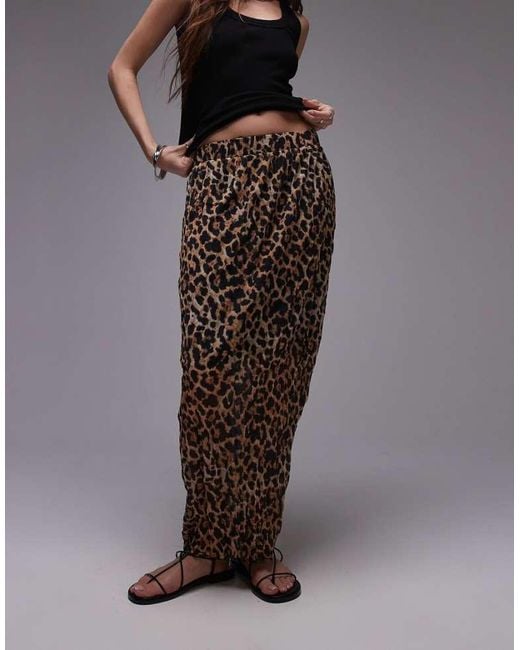 TOPSHOP Brown Crinkle Jersey Midaxi Skirt