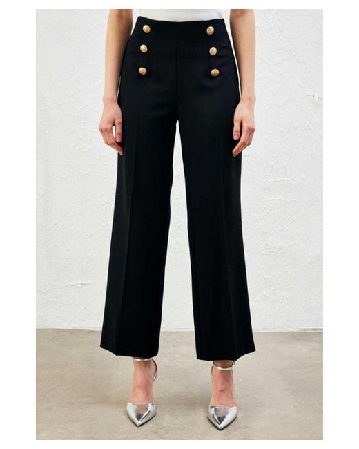 GUSTO Black Buttoned Wide Leg Trousers