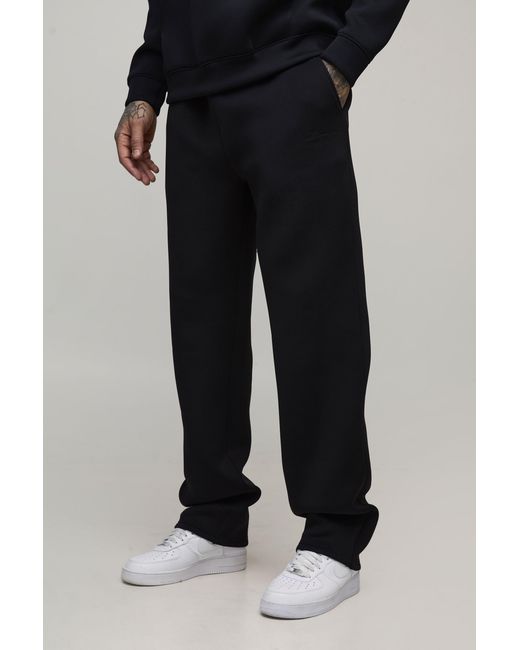 BoohooMAN Black Tall Straight Fit Scuba Trousers for men