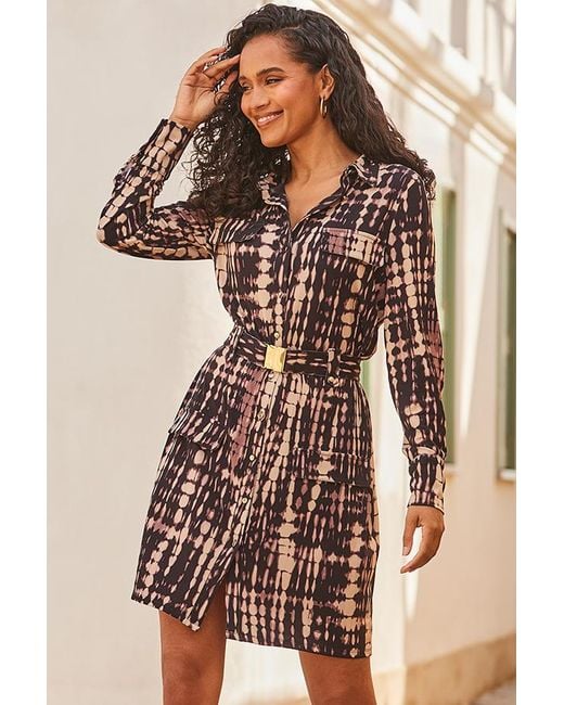 Sosandar Brown Natural Utility Shirt Dress With Belt