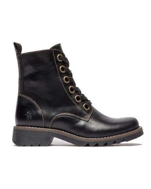 Fly London Black Ragi539 Casual Rug Leather Lace-Up Ankle Boots