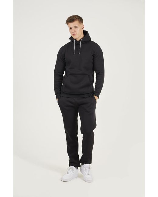 Brave Soul Black Crossover Neck Hoodie And Joggers Set for men