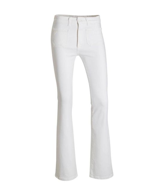 Lois High Waist Flared Jeans Gaucho Wit in het White
